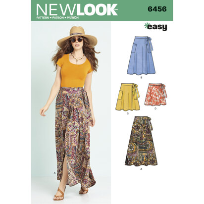New Look Misses' Easy Wrap Skirts in Four Lengths 6456 - Paper Pattern, Size A (6-8-10-12-14-16-18)
