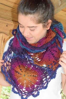 Flower scarf and shawl in one.