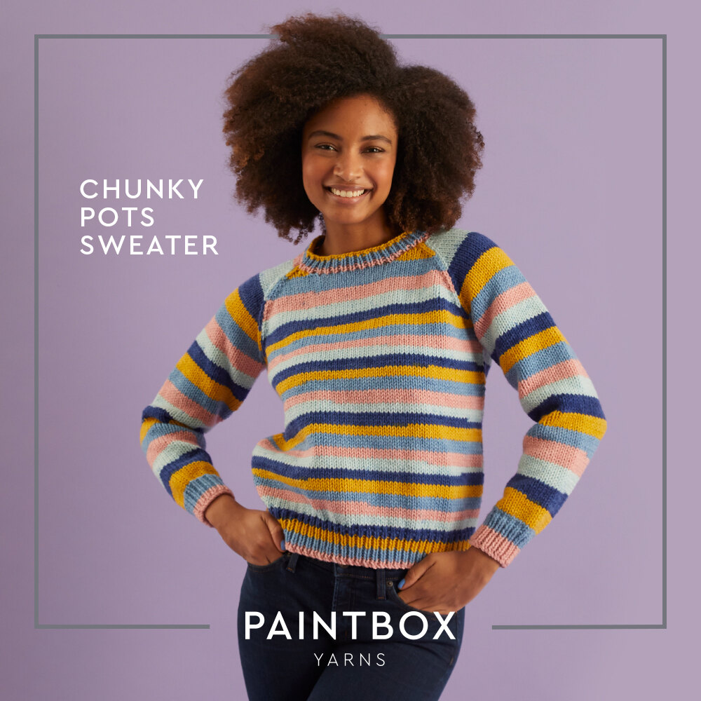 Chunky Pots Sweater - Free Knitting Pattern for Women in Paintbox Yarns  Chunky Pots by Paintbox Yarns | LoveCrafts, image size:1000x1000