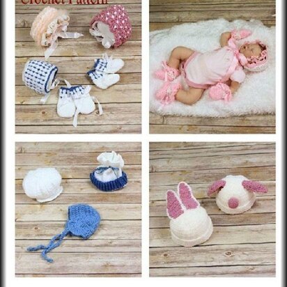 Crochet pattern 9 Bonnets & Hat Baby UK & USA Terms #6