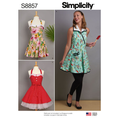 Simplicity S8857 Misses Aprons - Paper Pattern, Size A (S-M-L)