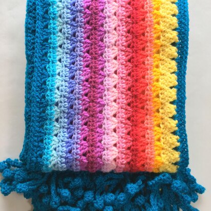 Rainbow Crochet Striped Scarf- The Denver Scarf