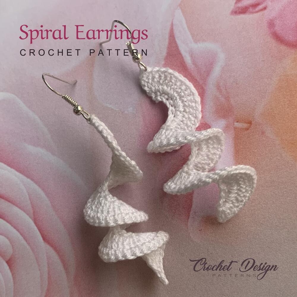 Spiral Earrings, Crochet Earrings Pattern, PDF File pattern for