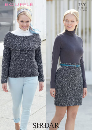 Skirt and Sweater in Sirdar Bouffle  - 7391 - Downloadable PDF