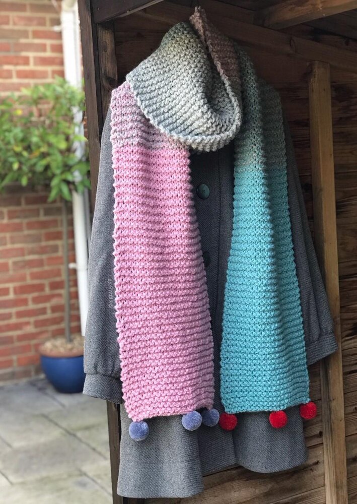 color block knit scarf pattern