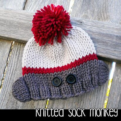 Knitted Sock Monkey Hat