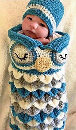 Newborn Owl Cocoon Hat - Olive