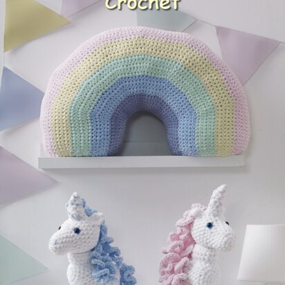 Crochet Unicorn & Rainbow Cushion in King Cole Yummy - 9068 - Downloadable PDF