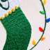 Custom Monogram Green Holiday Stocking Ornament - Christmas Embroidery Pattern