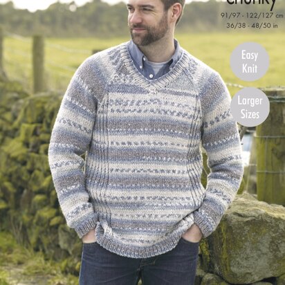 Mens Sweaters in King Cole Drifter Chunky - 4600 - Downloadable PDF