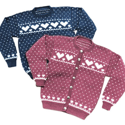 Yankee Knitter Designs 15 Women's Heart Sweater Pullover or Cardigan PDF