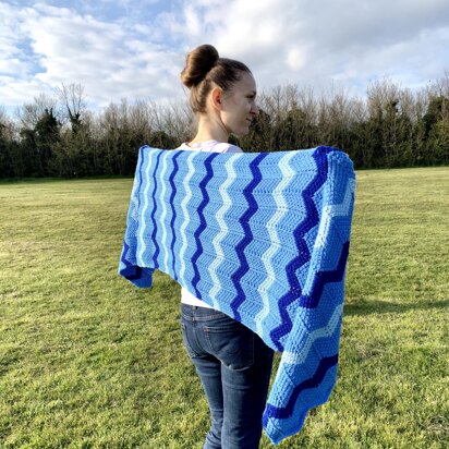 Sky Walk Tunisian Chevron Shawl