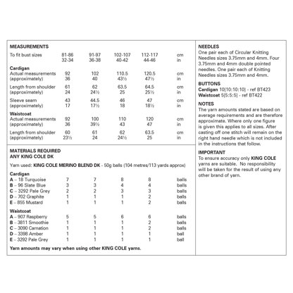 Fairisle Cardigan and Waistcoat in King Cole Merino Blend DK - 6365 - Leaflet