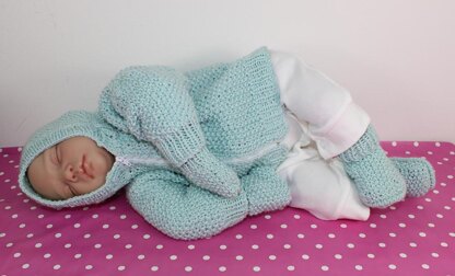 Baby Moss Stitch Hoodie, Mittens & Booties