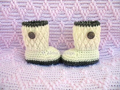 Silver Button Baby Booties