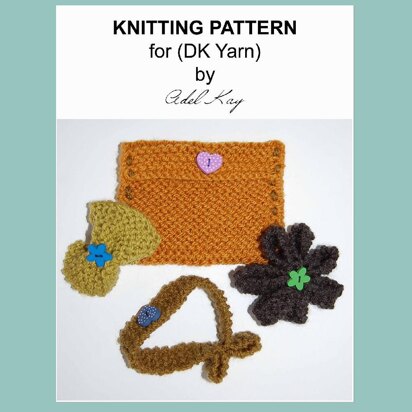 Lottie Odd Ball Knits Stash Buster DK Yarn Purse Corsages Wristlet Knitting Pattern by Adel Kay
