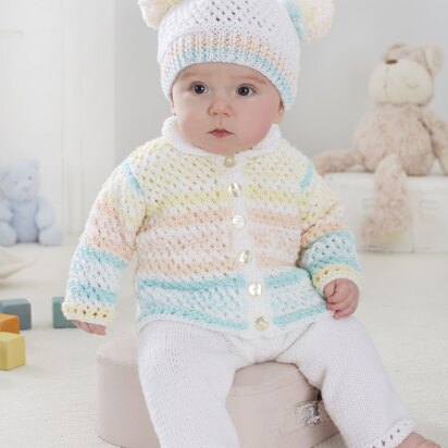 Cardigan, Trousers, Hat, Onesie and Blanket in King Cole Cherish DK - 5726 - Downloadable PDF