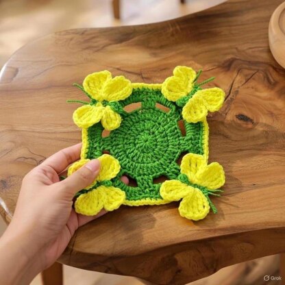 Crochet Butterfly Coaster Pattern PDF + Video Tutorial