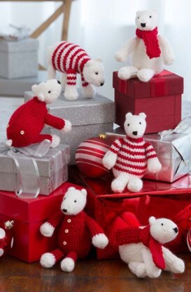 Polar Bear Ornaments in Red Heart Soft Solids - LW4413