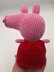 Pink pig with red dress crochet pattern