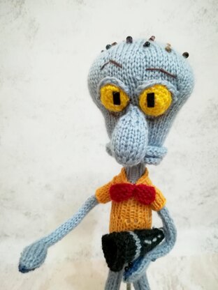 Knitting Patterns -Knit an adorable Pearl Krabs and Squidward DIY toys