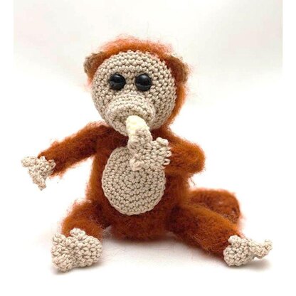 Palm tree and monkey ornament. Crochet amigurumi. Home decor