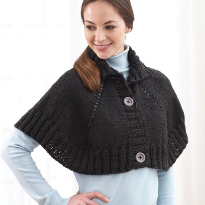 Top Down Button Front Capelet in Bernat Alpaca