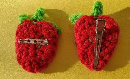 Crochet Strawberry Pin/Hair Clip and Keychain Pattern Bundle