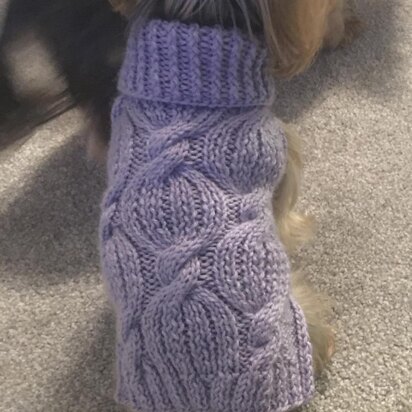 Lilac cabled dog sweater