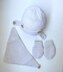 Pattern: knitted baby set - aviator hat, mittens and bandana scarf