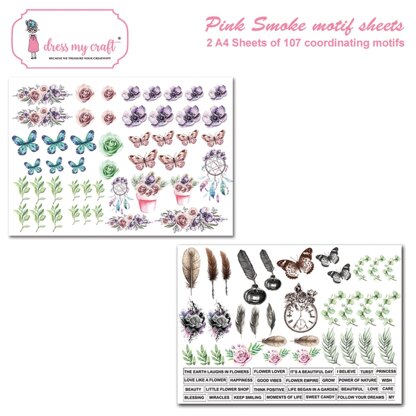 Dress My Crafts Fussy Cutting Image Sheet 240gsm A4 2/Pkg - Pink Smoke
