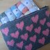 Hearts Zipper Tapestry Crochet Pouch/Accessory Bag