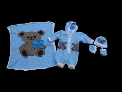 Teddy Baby Hooded Pram Set