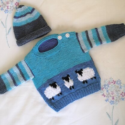 Baby Blue Sheep Sweater and Hat