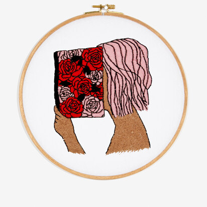 DMC X Hoops&Expectations - Blooming Bookworm Embroidery Pattern - PAT1663 - Downloadable PDF