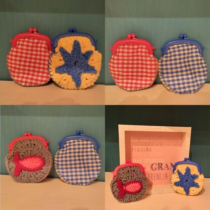 Wallet with crocheted applications (2 models)