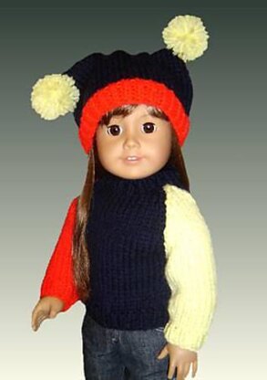 Fits American Girl Doll and 18 inch dolls. Raglan Pullover.