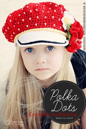 Polka Dots Crocheted Cap & Poppy Pin