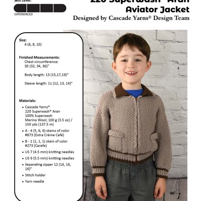 Aviator Jacket  in Cascade Yarns 220 Superwash® Aran - A359 - Downloadable PDF - knitting pattern