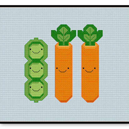 Peas and Carrots Kawaii - PDF Cross Stitch Pattern