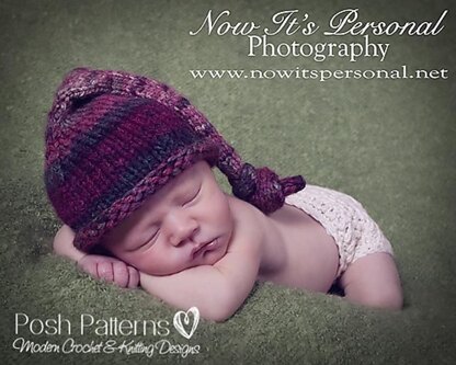 Top Knot Baby Beanie Hat Knit Pattern 206