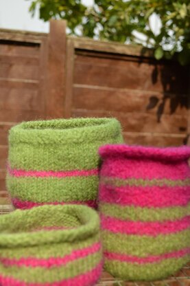 Felted Stripe Pots