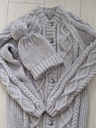 Jacket in paintbox aran stormy grey