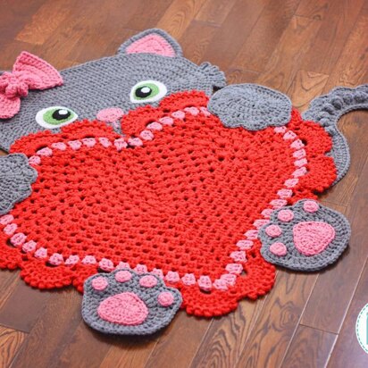 Sassy the Kitty Cat Heart Rug