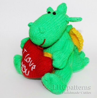 Denny Dragon Knitting Pattern, Knitted Dragon, Dinosaur Knitting Pattern