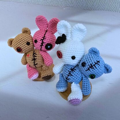 Two headed Halloween bunny and bear