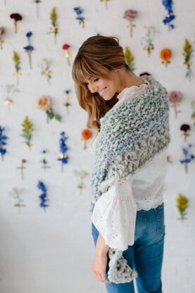 The Amulet Shawl in Knit Collage Spun Cloud and Cast Away - Downloadable PDF