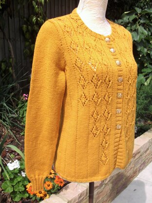 Cardigan with Eyelet & Cable Motifs