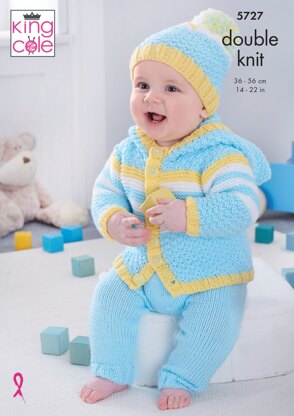 Baby Set Knitted in King Cole Double Knit - 5727 - Downloadable PDF