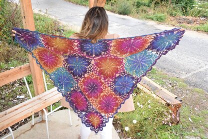 Flower scarf and shawl in one.